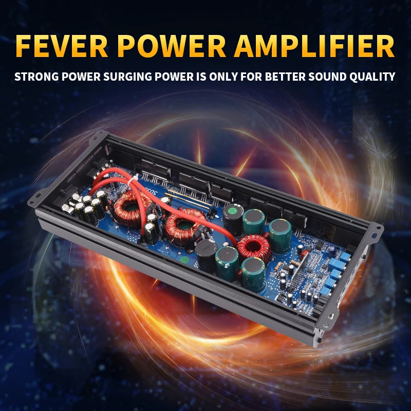 Car Max 1500W single-channel car audio amplifier, low distortion, smooth sound quality, Class D high-power car power amplifier,