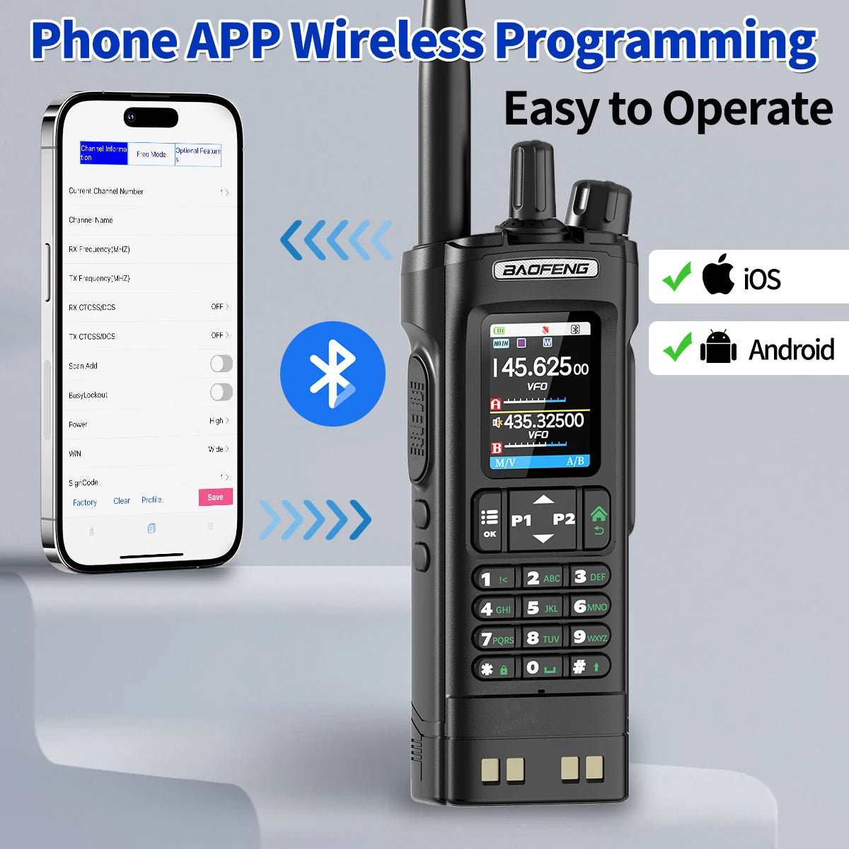 UV-32 GPS Walkie Talkie 10W Long Range Multi Band Bluetooth APP Programming Wireless Copy Frequency Type-C Two Way Radio
