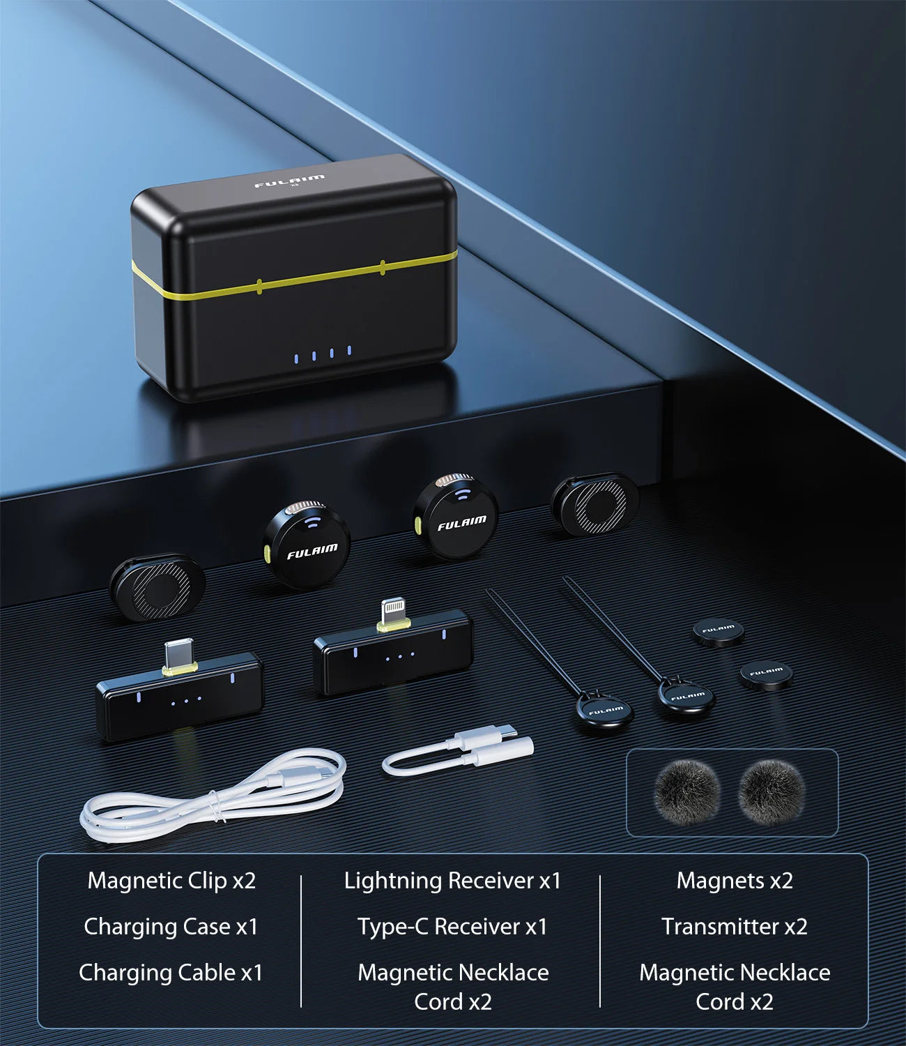 Wireless Lavalier Microphone 200m Pickup 32 Hours Recording For iPhone 15 14 13 /Android/Youtube/Live Streaming Record Interview