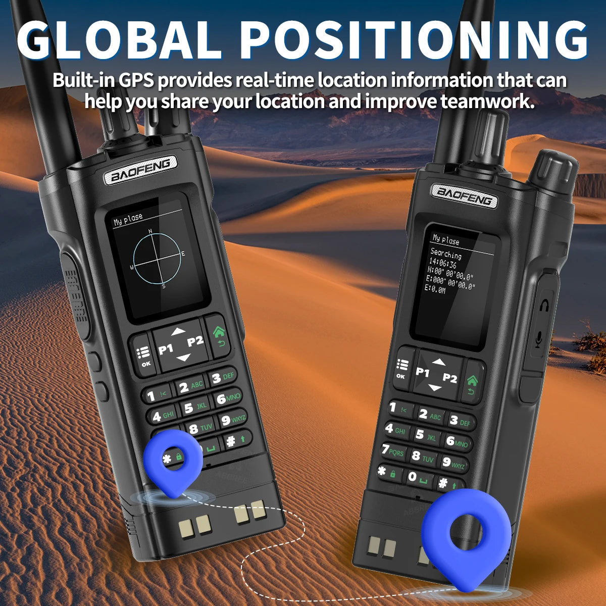 UV-32 GPS Walkie Talkie 10W Long Range Multi Band Bluetooth APP Programming Wireless Copy Frequency Type-C Two Way Radio