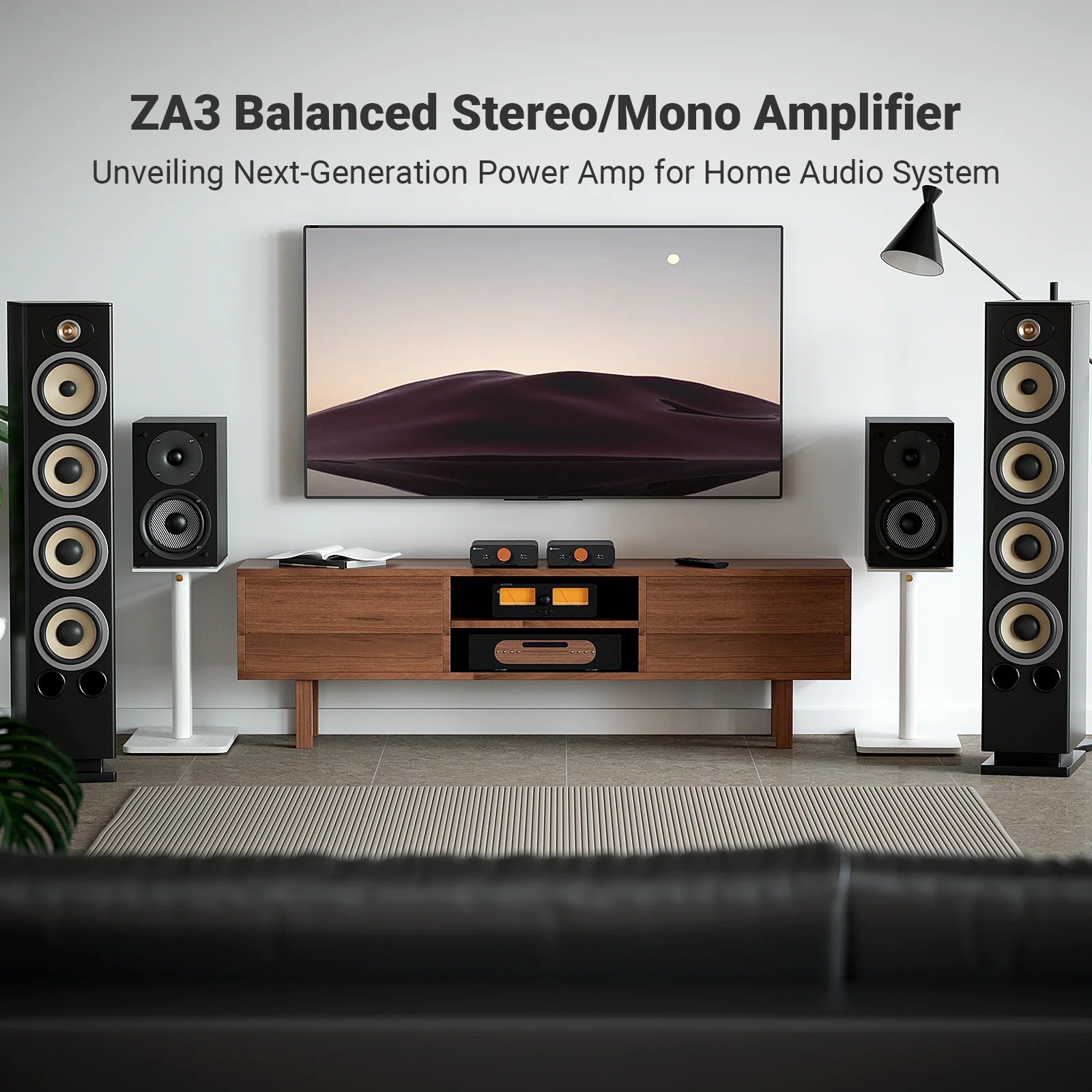 Fosi Audio ZA3 Stereo Power Amplifier TPA3255 Class D HiFi XLR/RCA/Balanced Audio Amp for Passive Bookshelf Speaker With 32V PSU