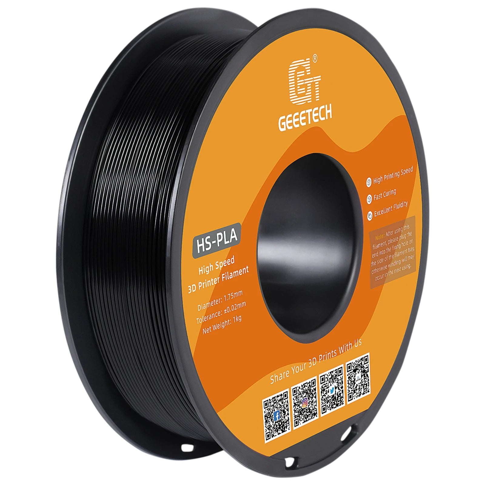 GEEETECH High-Speed PLA Filament 1.75mm 1kg 1 spool, Fast Curing, Better Liquidity, HS-PLA High-Speed 3D Printing Filament