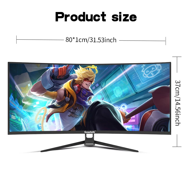34" Monitor 144Hz Bandfish Screen Curved 1500R Gaming Bezel-less Slim 400HDR Nits 100% SRGB Wide Color Gamut FAsT VA Te