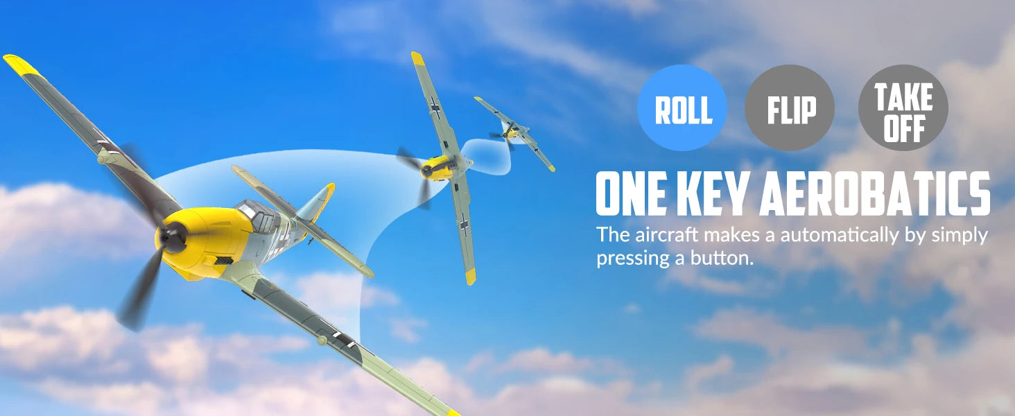 VOLANTEXRC RC Plane, 4 Channel Remote Control Airplane BF109 Fighter RTF with Aileron, Gyro, Aerobatics & 3 Modes Easy to Fly