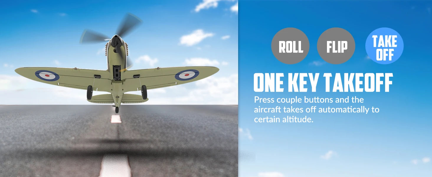 VOLANTEXRC RC Plane Spitefire 400 2.4Ghz 4CH 6-axis Stabilizer System For Beginner Remote Control Airplane 761-12 RTF