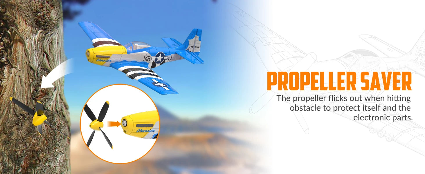 Volantexrc RC Planes for Adults,RTF P-51D Mustang RC Airplane, One-Key Aerobatic, 6-Axis Gyro, Suitable for Outdoors and Gifts