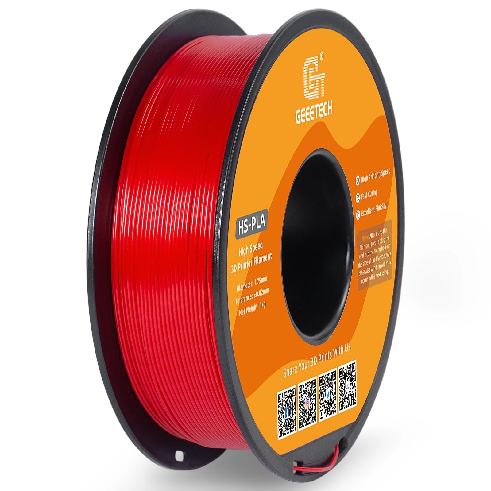 GEEETECH High-Speed PLA Filament 1.75mm 1kg 1 spool, Fast Curing, Better Liquidity, HS-PLA High-Speed 3D Printing Filament