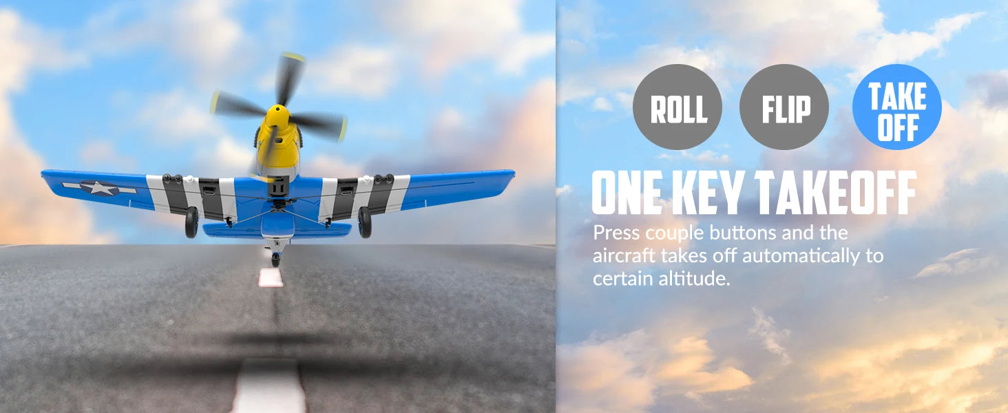 Volantexrc RC Planes for Adults,RTF P-51D Mustang RC Airplane, One-Key Aerobatic, 6-Axis Gyro, Suitable for Outdoors and Gifts