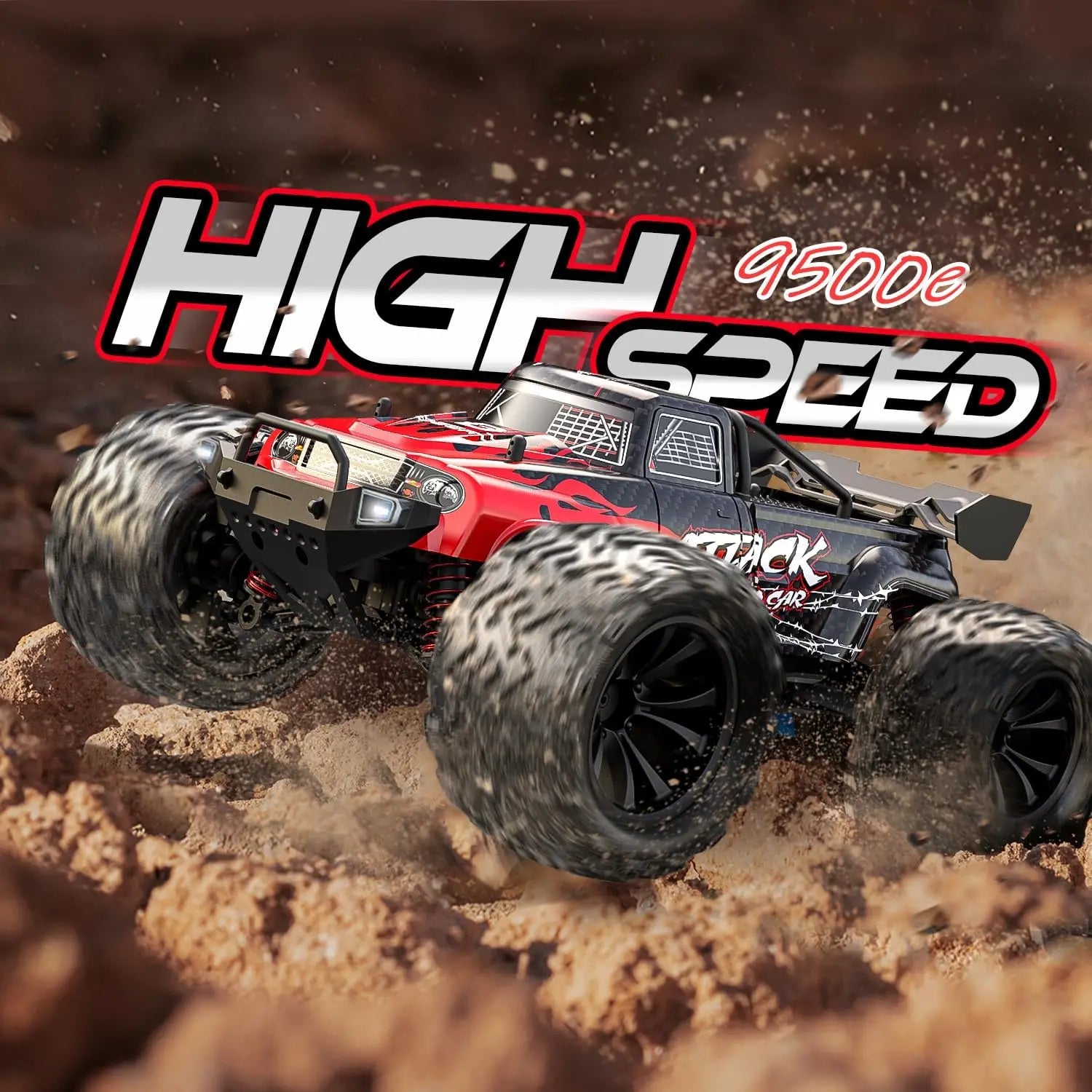 DEERC 9500E 1:16 RC Car: 4x4, 40 KPH, 2.4Ghz, 2 Batteries, Off-Road Monster Truck, Kids/Adults.