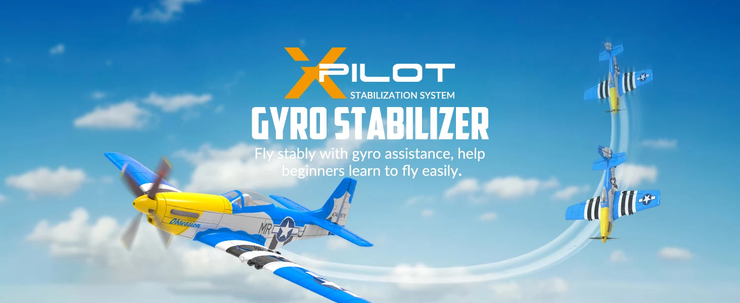 Volantexrc RC Planes for Adults,RTF P-51D Mustang RC Airplane, One-Key Aerobatic, 6-Axis Gyro, Suitable for Outdoors and Gifts