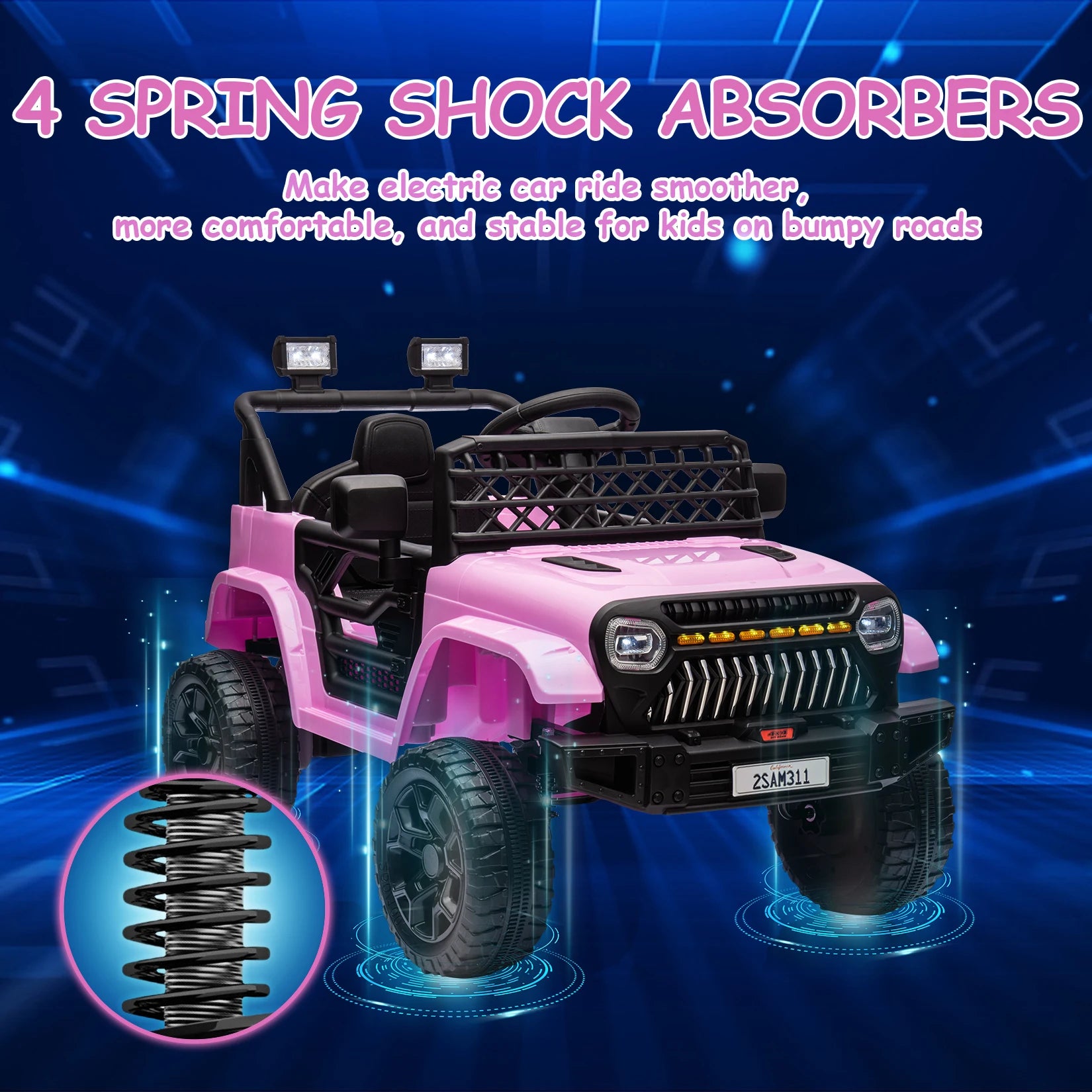 12V Ride On Car for Kids Electric Vehicle Toddles Battery Powered Truck Car Toy with Remote Control, 4-Wheel Suspension