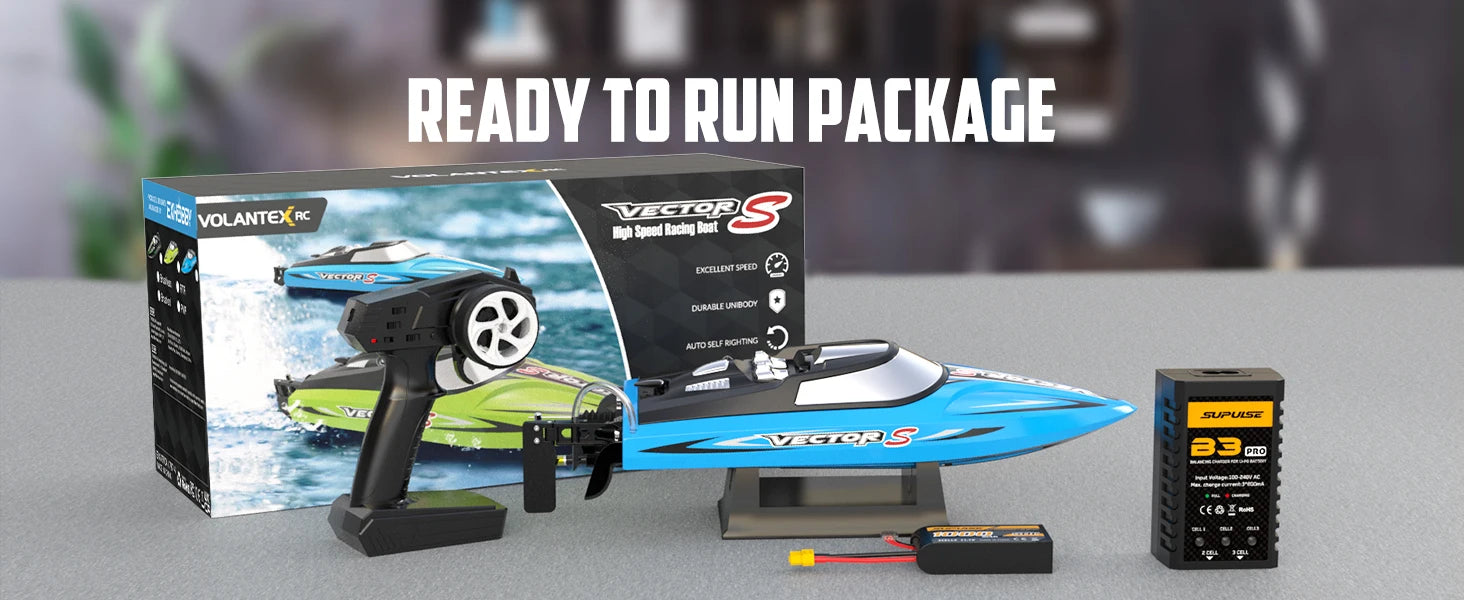 VOLANTEXRC RC Boat Racing High Speed Boat Control 2.4GHZ 48kmh Brushless Auto Self-Righting For Lake/Pool 797-4 With 1 Battery