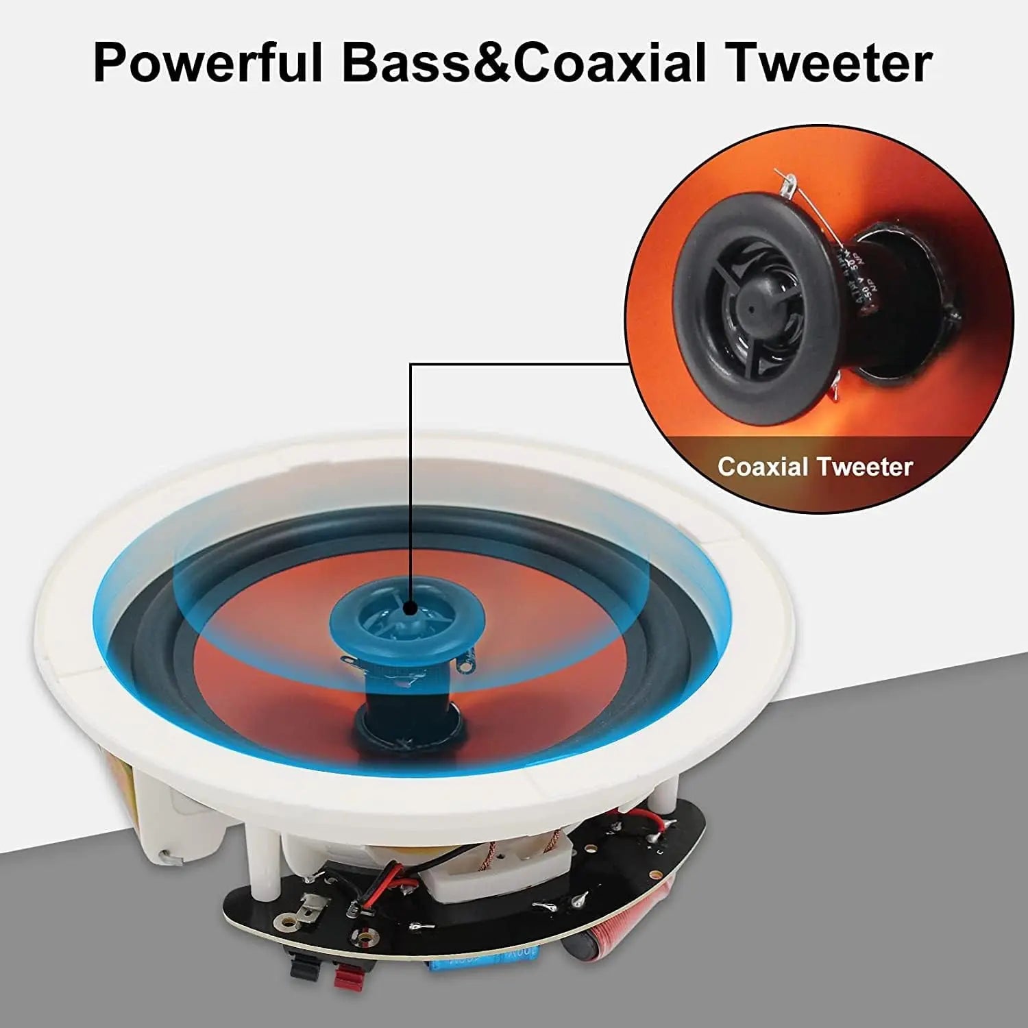 Herdio 4PCS 6.5" 4PCS Bluetooth In Ceiling Speakers 600W 2-Way Flush Mount Speakers System With Wall Amplifier Receiver For Home