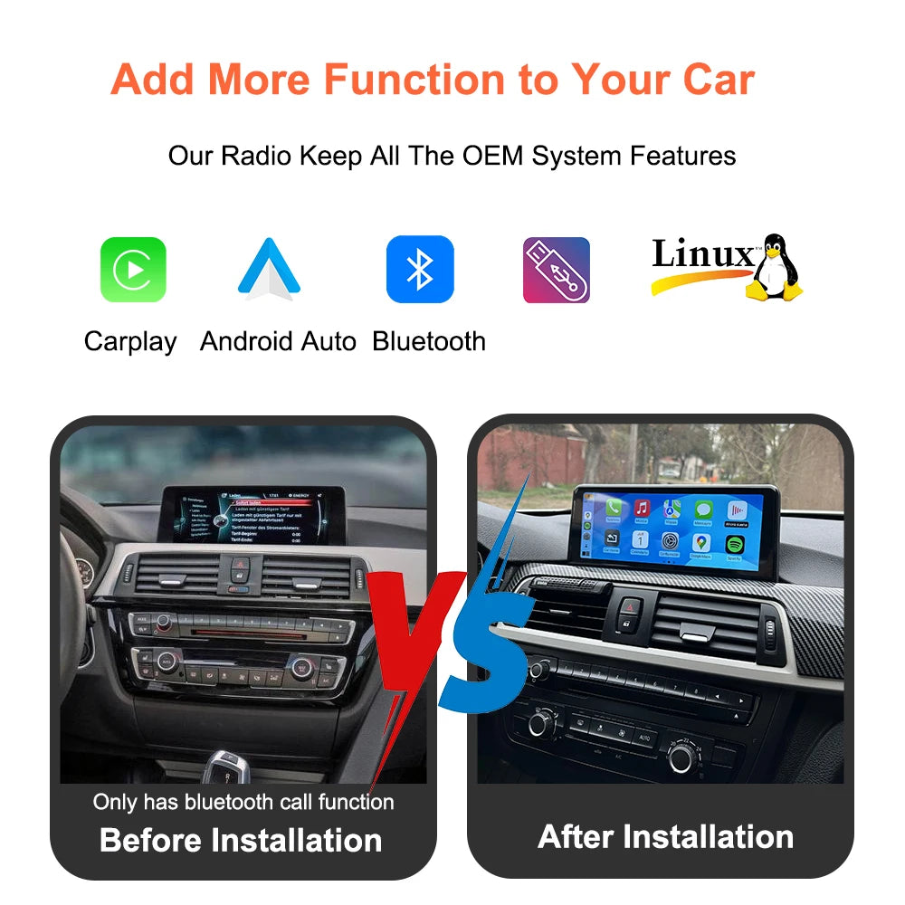 Bonroad 10.25" Wireless Carplay Android Auto Multimedia Display For BMW 3 4 Series F30 F31 F32 F33 F34 F36 NBT Touch Screen