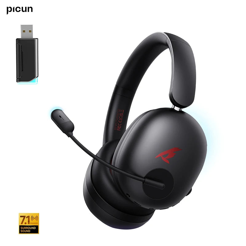 Picun UG-10A Gaming Wireless Headphone with Mic Over-Ear Headset 56dB Bluetooth 6.0 40mm Driver 2.4G/Wireless/Cable Earphones