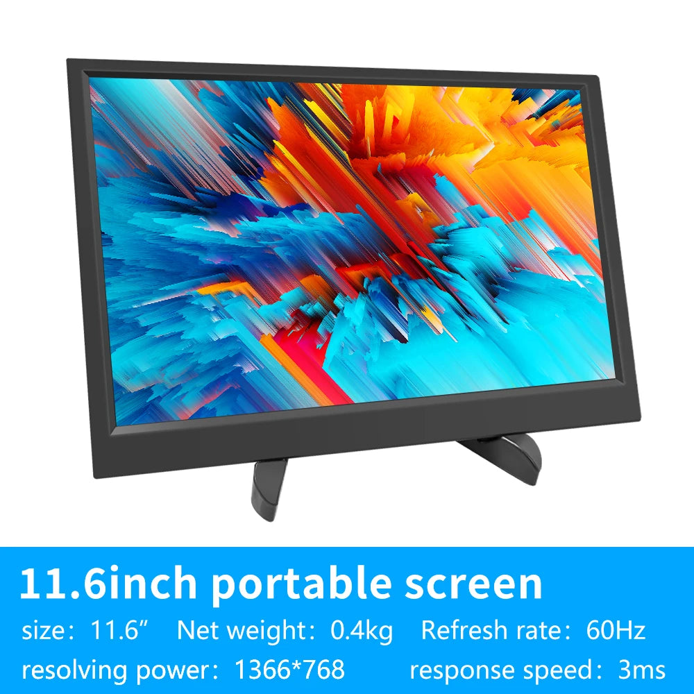 11.6 inch Portable Monitor 16:9 60Hz game screen 45% NTSC 250Cd/m² Laptop Mac Xbox PS4/5 Switch Display Type-c interface