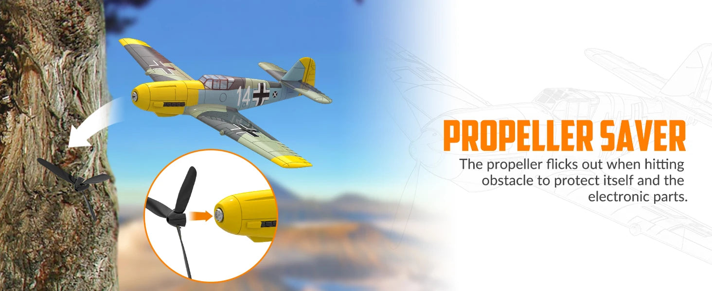 VOLANTEXRC RC Plane, 4 Channel Remote Control Airplane BF109 Fighter RTF with Aileron, Gyro, Aerobatics & 3 Modes Easy to Fly