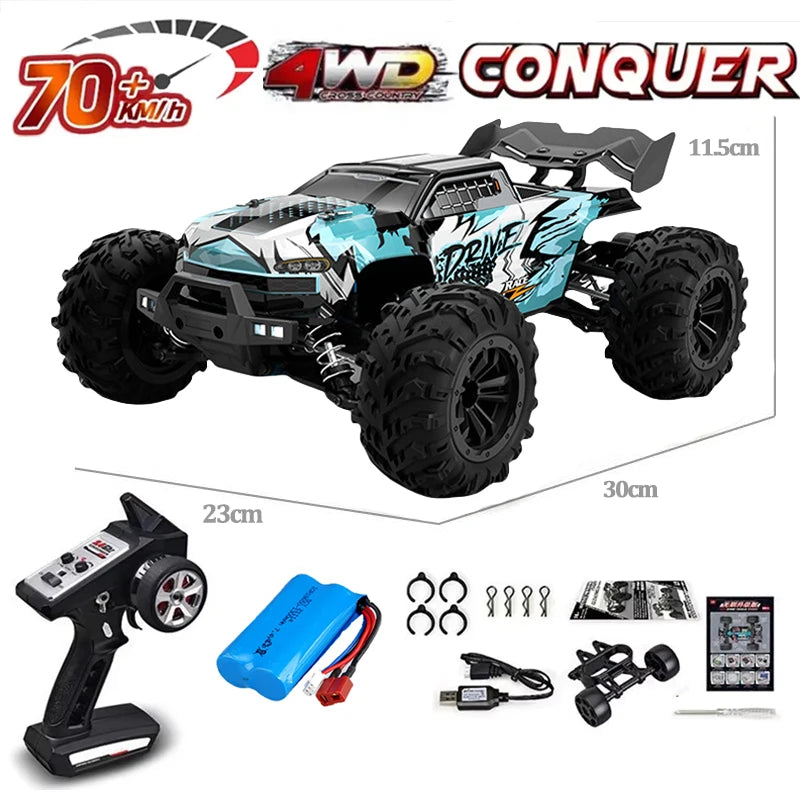 SCY 1:16 70KM/H or 50KM/H 4WD RC Car with LED Remote Control Cars High Speed Drift Monster Truck for Kids Vs Wltoys 144001 Toys
