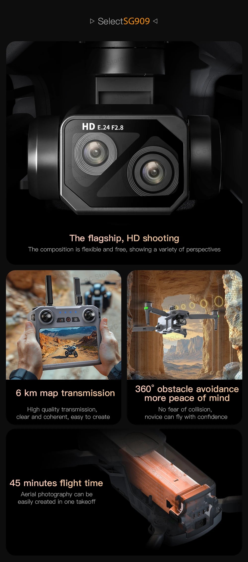 ZLL SG909 MAX GPS Drone With 4K Camera 6KM Touch Screen RC Profesional Drone 360° obstacle avoidance Foldable RC Quadcopter