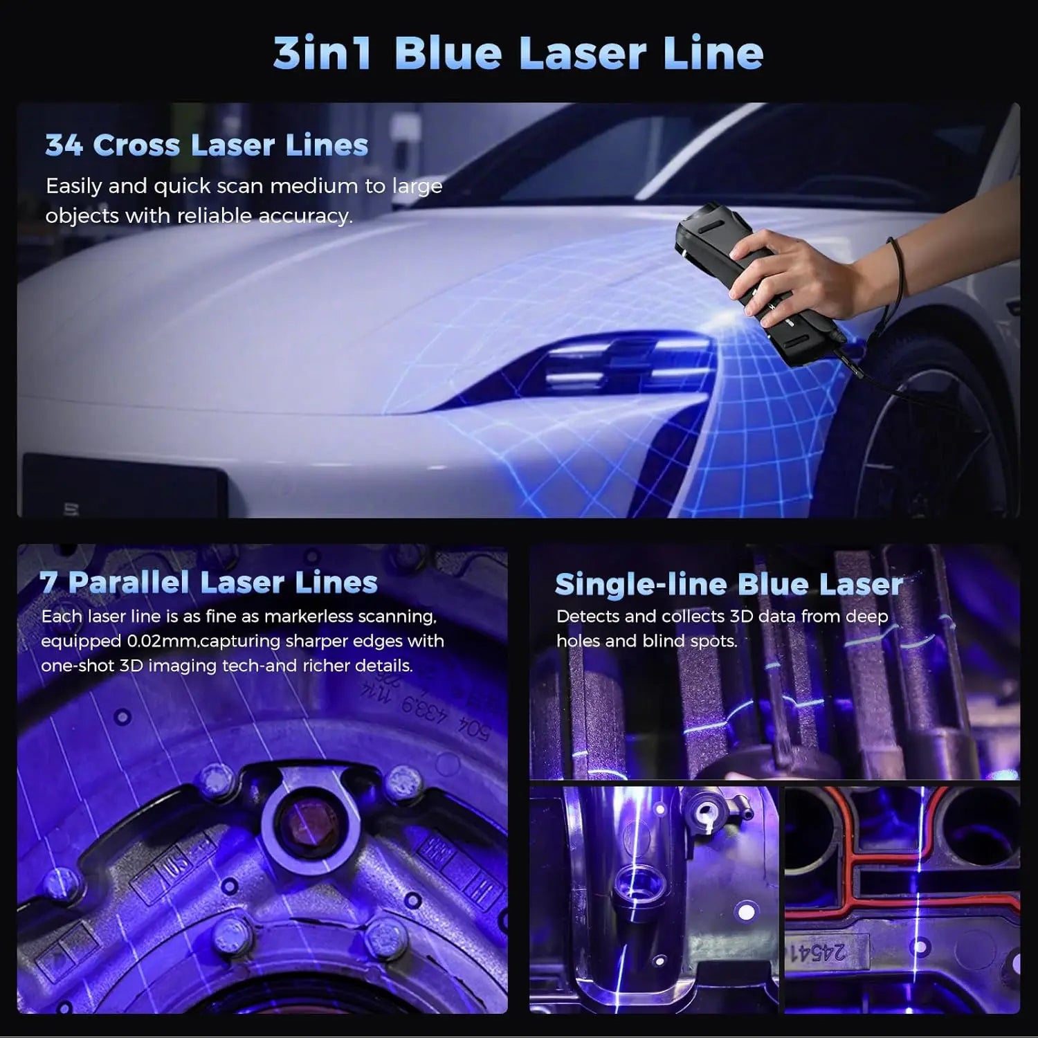 Creality Sermoon S1 With Scan Bridge 3D Scanner Deep Hole Scanning 34+7+ONE Plus Blue Laser Line / NIR Light High Accuracy CR-Sc