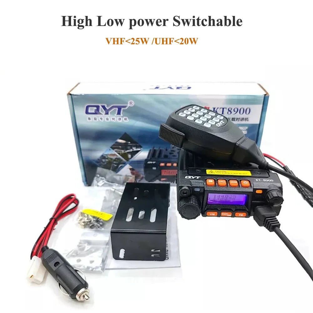 QYT KT8900 25W Mini Radio UV Transceiver DTMF Mobile Radio kt-8900 Dual Band 144&430MHz Walkie Talkie