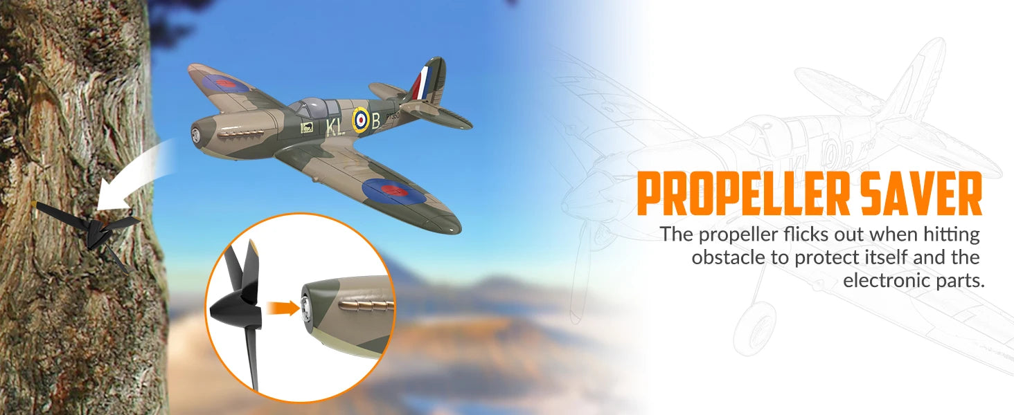 VOLANTEXRC RC Plane Spitefire 400 2.4Ghz 4CH 6-axis Stabilizer System For Beginner Remote Control Airplane 761-12 RTF