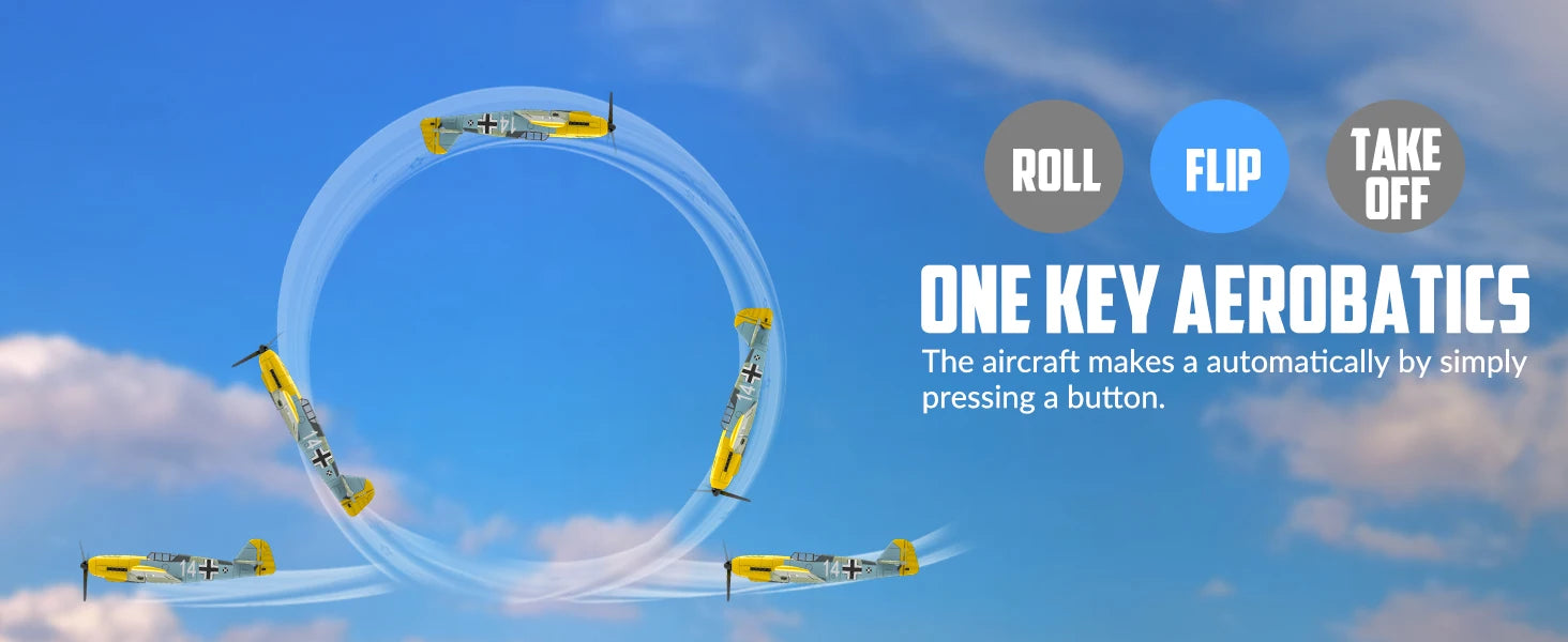 VOLANTEXRC RC Plane, 4 Channel Remote Control Airplane BF109 Fighter RTF with Aileron, Gyro, Aerobatics & 3 Modes Easy to Fly