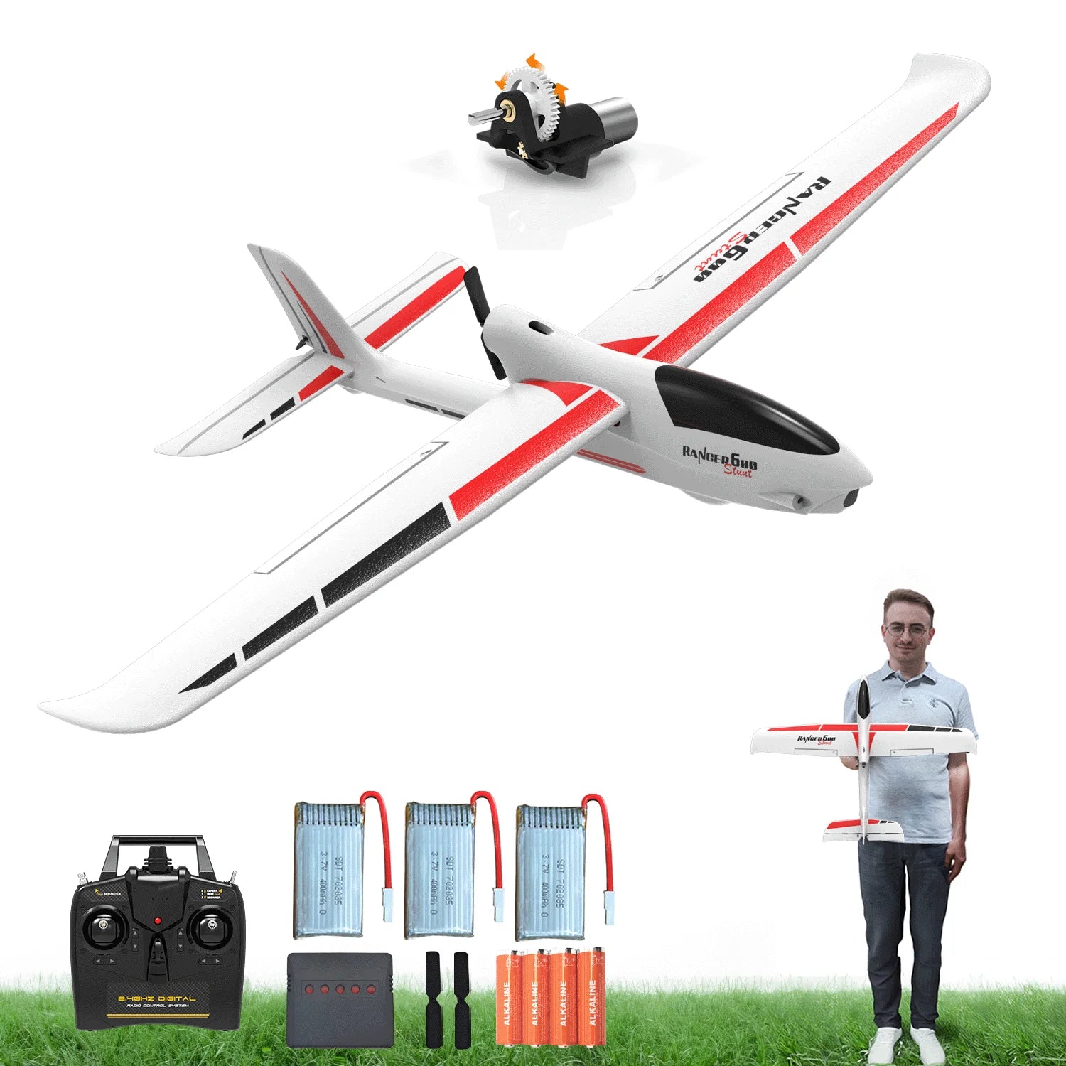 VOLANTEXRC  RC Planes for Adults,4-CH Remote Control Airplane glider with 3 Flight Modes,One-Key Stunts,23.6*18.1 inches,White