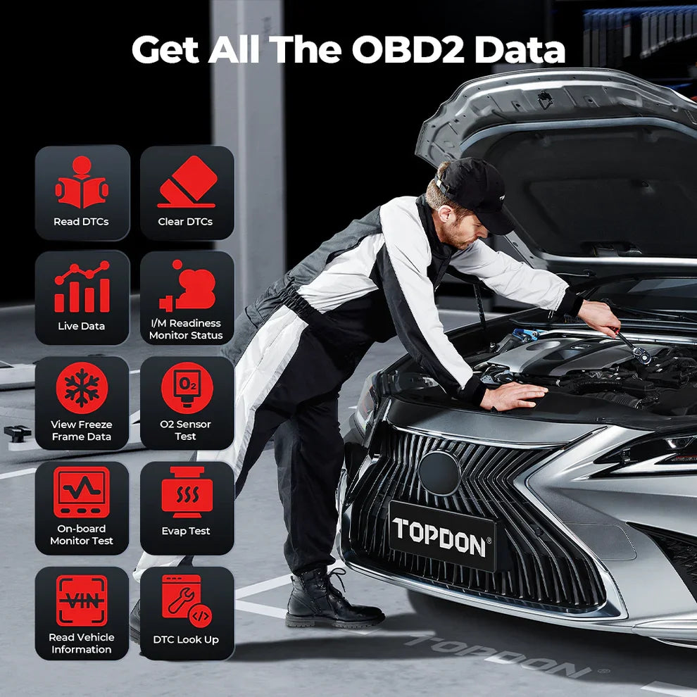 TOPDON TopScan Lite Scanner Smart Diagnostic Tool DTC Repair Guide Bluetooth OBD2 code reader Full System Active Test