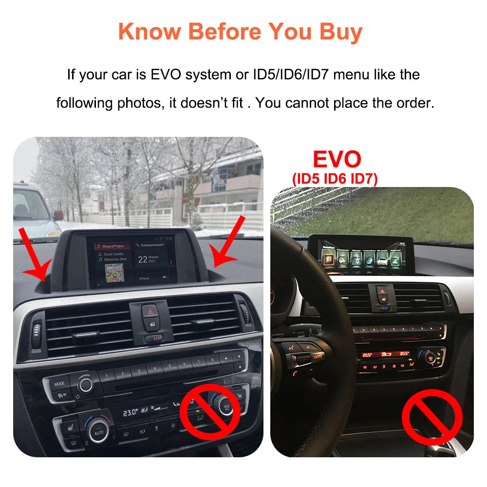 Bonroad 10.25" Wireless Carplay Android Auto Multimedia Display For BMW 3 4 Series F30 F31 F32 F33 F34 F36 NBT Touch Screen