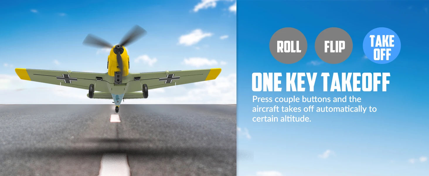 VOLANTEXRC RC Plane, 4 Channel Remote Control Airplane BF109 Fighter RTF with Aileron, Gyro, Aerobatics & 3 Modes Easy to Fly