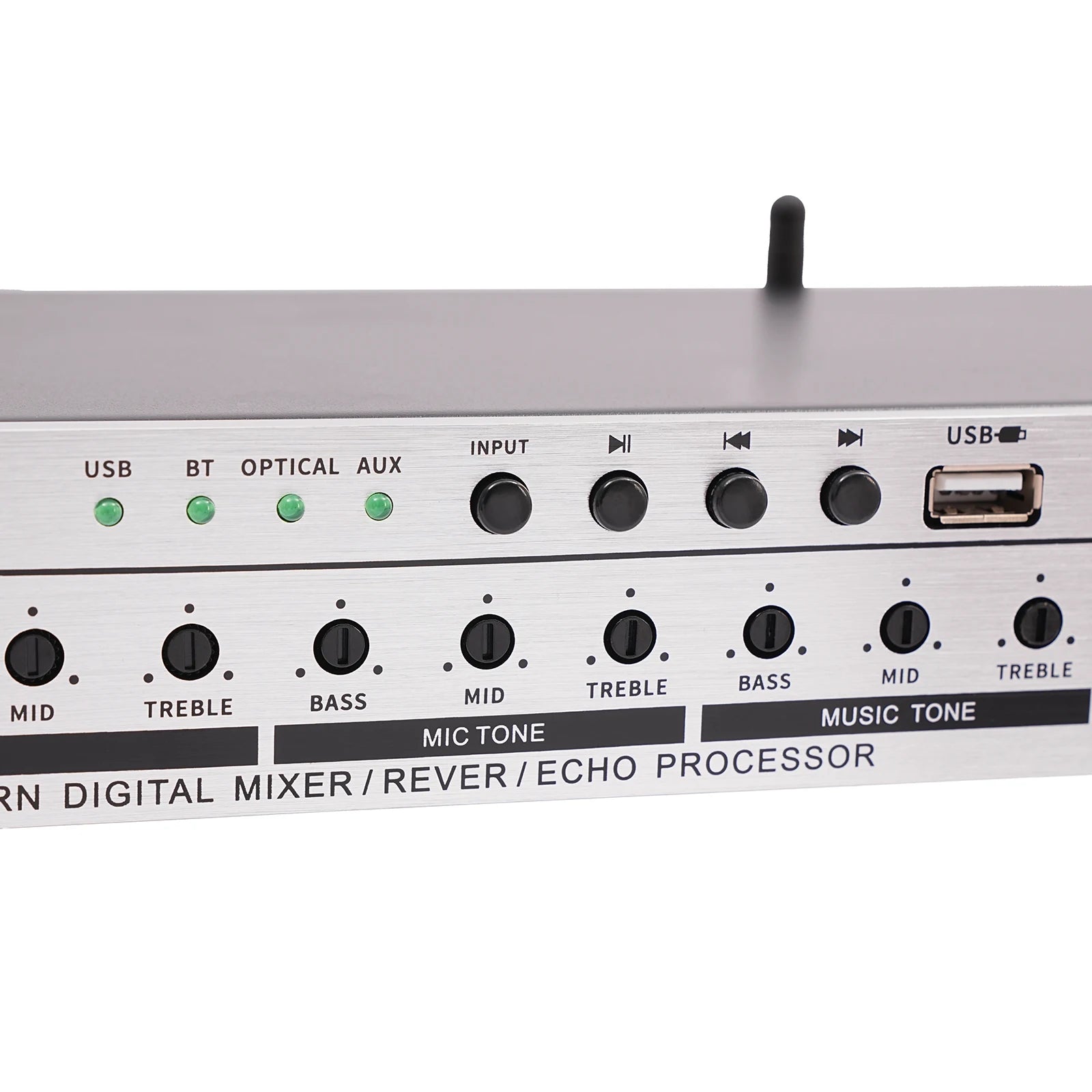 Professional 4-Mic Karaoke Mixer, Non-slip, Ati-howling, Bluetooth & USB & Optical Audio with Anti-Feedback & EQ Controls