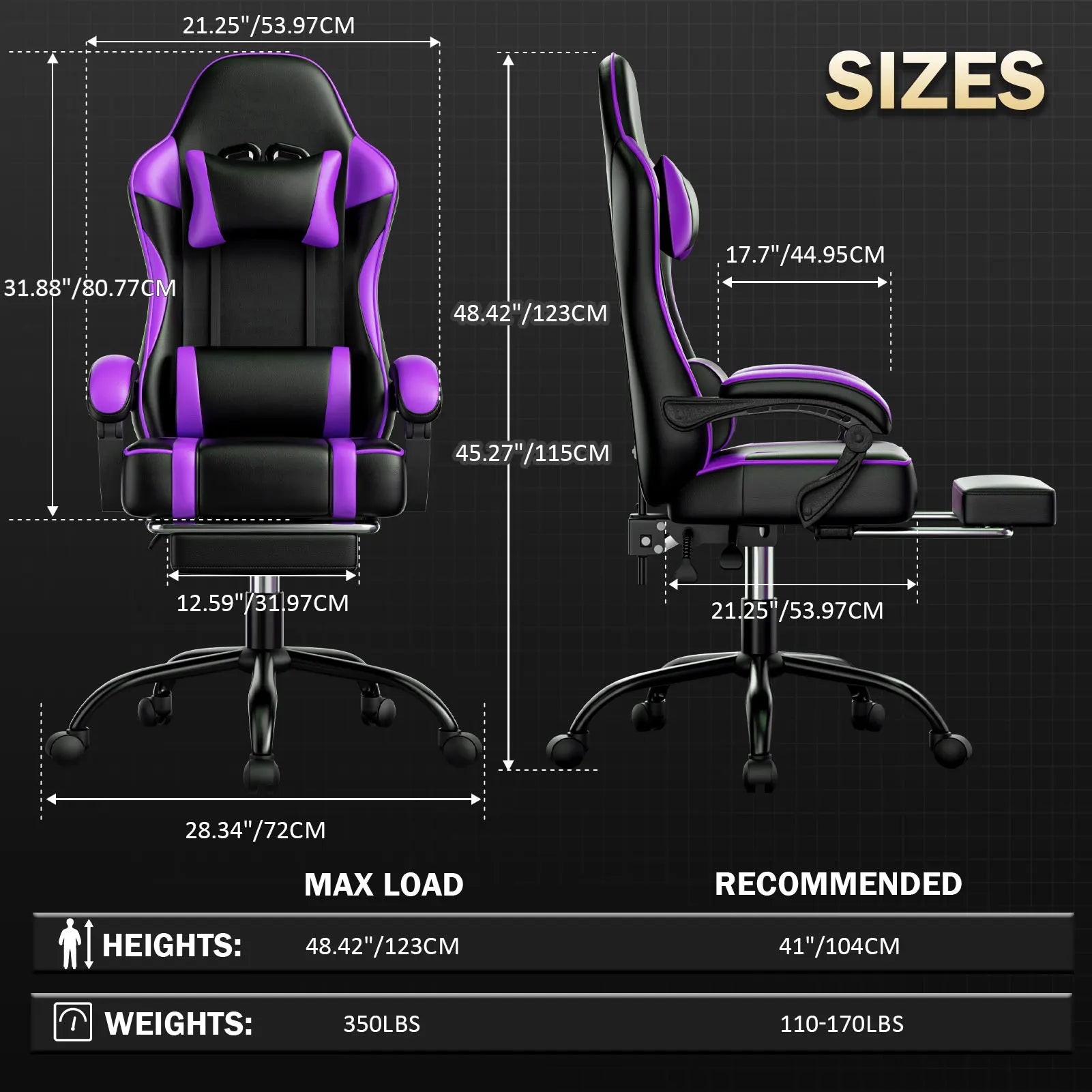 Computer Gaming Chairs for Adults, Ergonomic Computer Chair Office Desk Chair with Wheels, Adjustable Lumbar Support Big and Tal