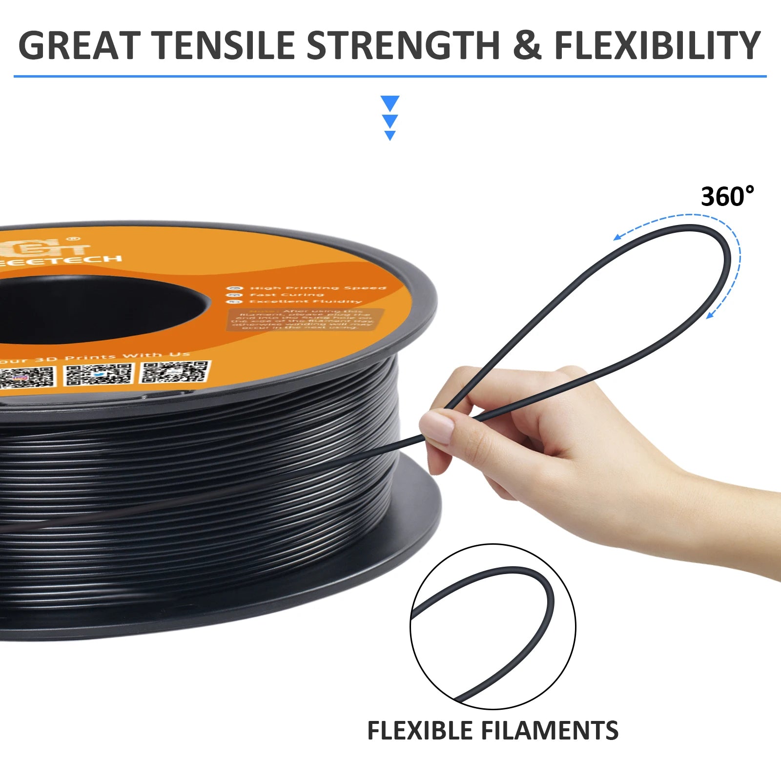 GEEETECH High-Speed PLA Filament 1.75mm 1kg 1 spool, Fast Curing, Better Liquidity, HS-PLA High-Speed 3D Printing Filament