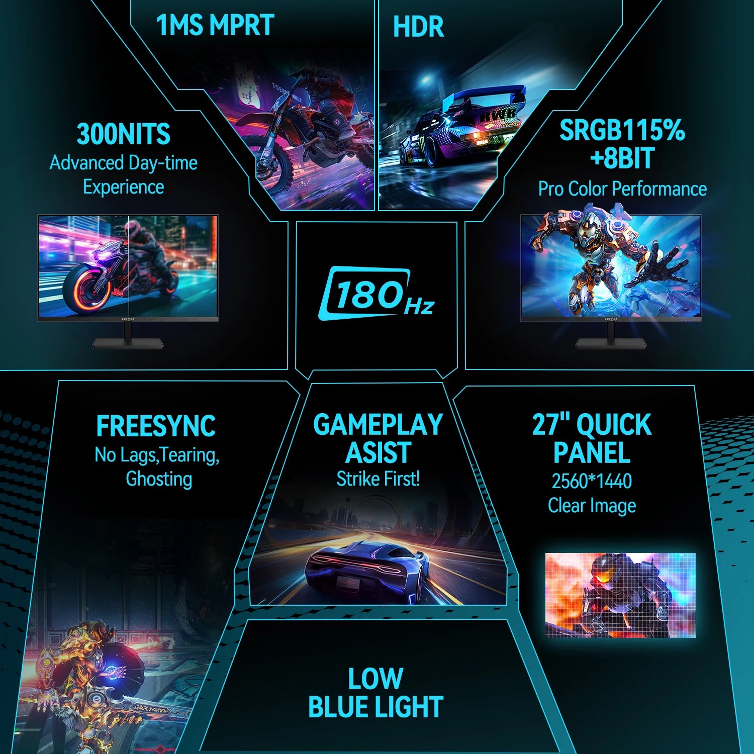 New 27inch 180Hz 2K FastIPS QHD PC Monitor 1ms FreeSync Gaming monitor,M1RC