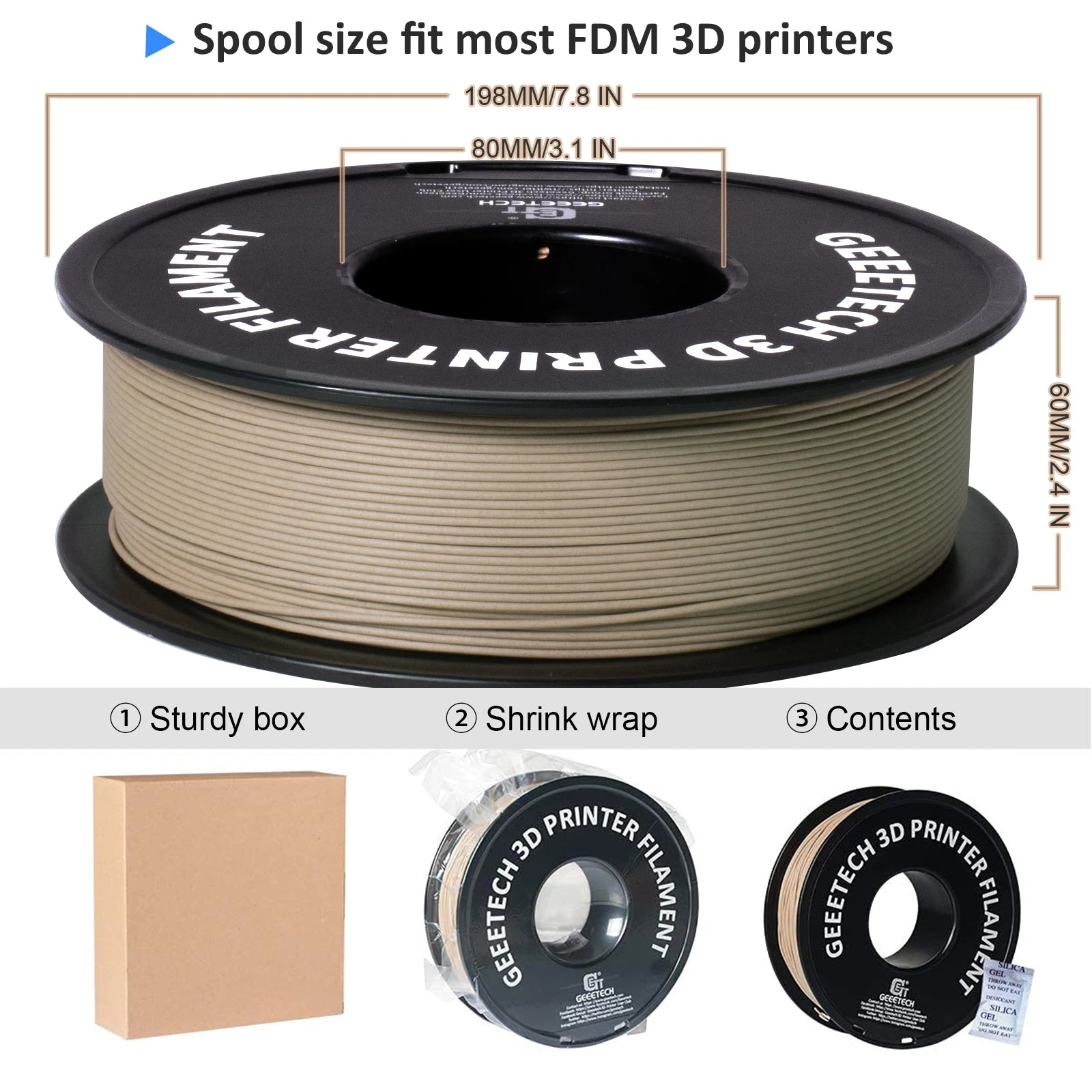 Geeetech Wood PLA 1kg 1.75mm Filament 3d Print wire Vacuum Packaging Local Warehouses Colorful Plastic for FDM 3D printer