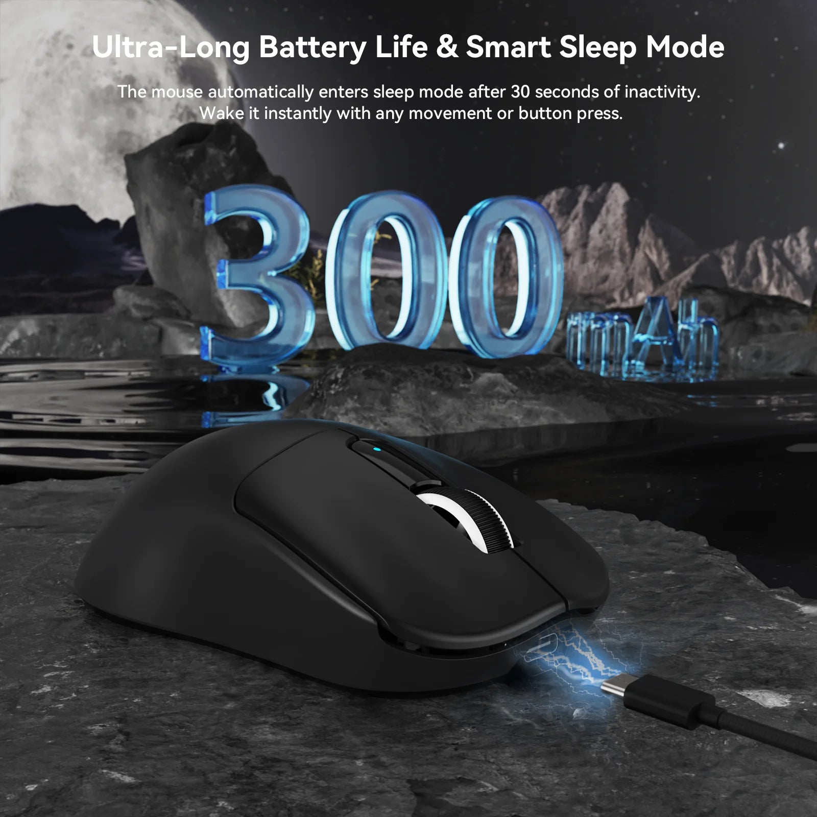 Wireless Gaming Mouse with Lightweight 39g, Pix Art PAW3395 PRO Sensor 40K DPI, Tri Mode-,100M Clicks Micro Switch