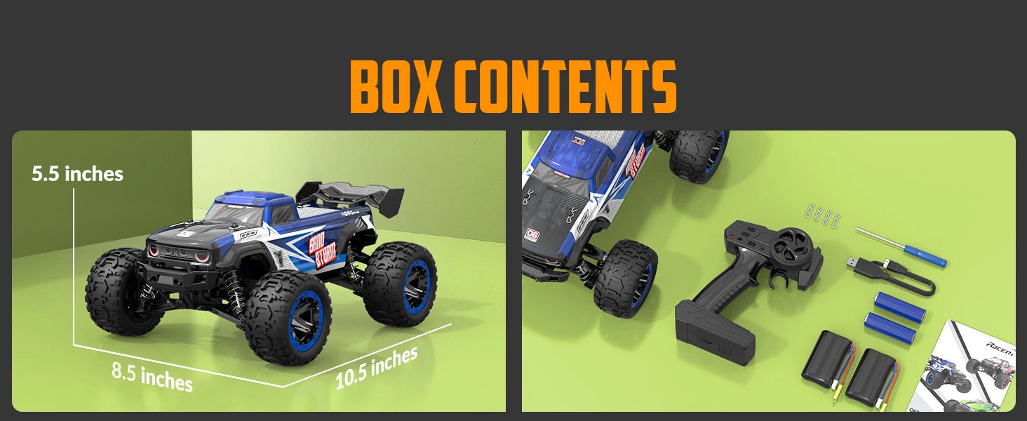 RACENT RC Truck 1:16 4x4 All Terrain RC Car 40KPH High Speed Remote Control Cars Off-Road Monster Truck for Boys