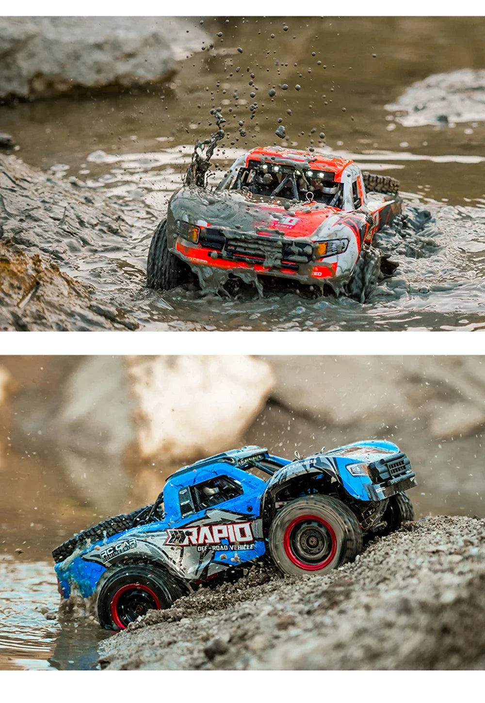 Q130 1/14 Rc Car Off Road With LED 4WD 70km/h High Speed Brushless Motor Monster Truck Desert/Snow Racing Drift Cars Toy for Boy