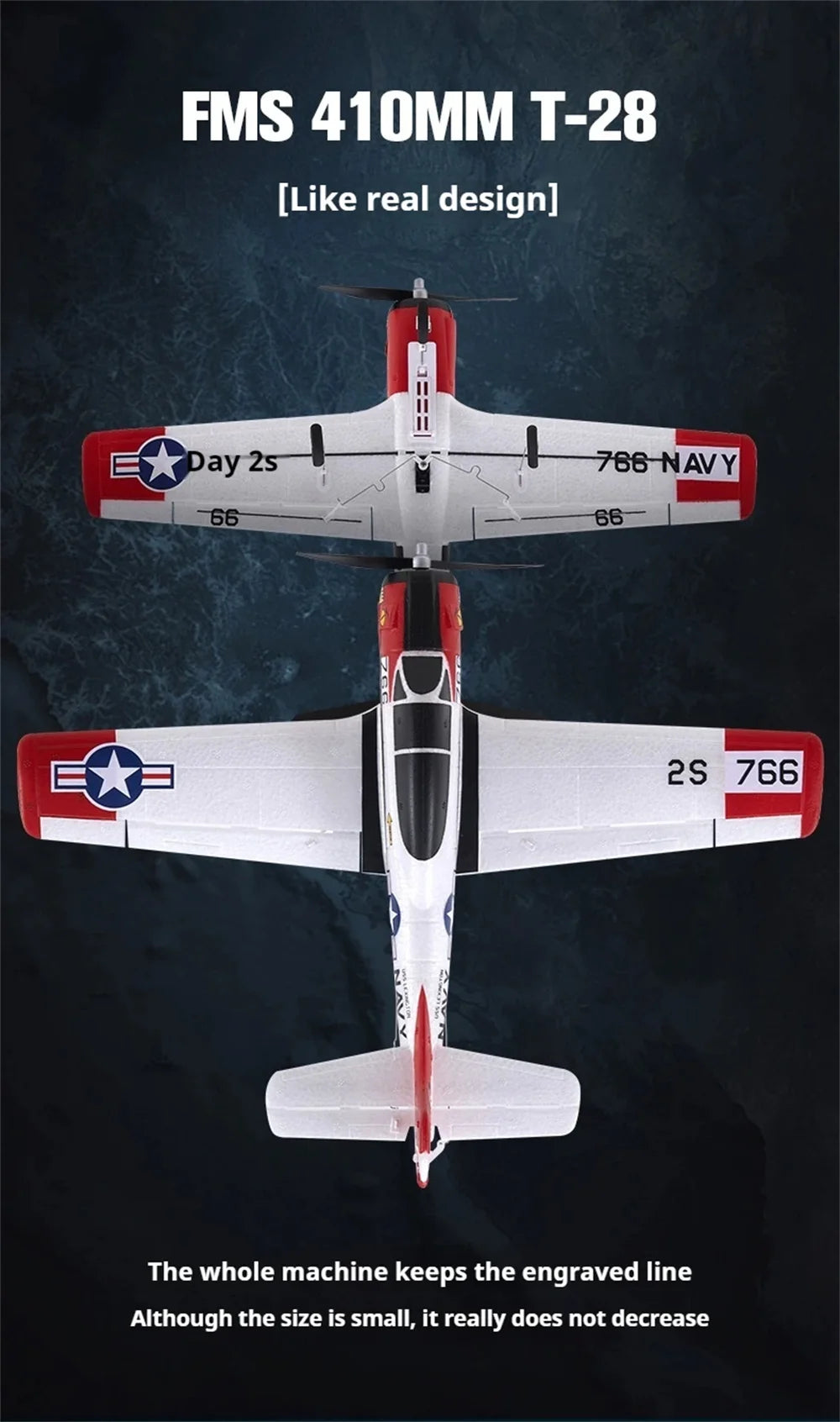FMS T-28 410mm Wingspan 2.4GHz 4CH Built-in Gyro EPP RC Airplane Fixed Wing RTF for Beginners
