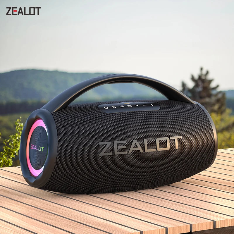 Zealot-S97 80W high power bluetooth speaker portable RGB colorful light waterproof wireless subwoofer 360 stereo surround TWS FM