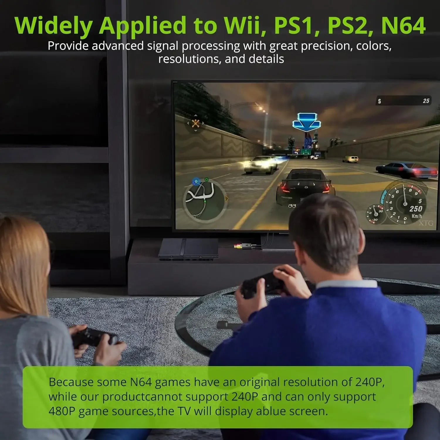 LiNKFOR RCA to HDMI Converter, 1080P AV to HDMI Converter, 16:9/4:3 Conversion Composite CVBS Audio Video Adapter for Wii/Xbox