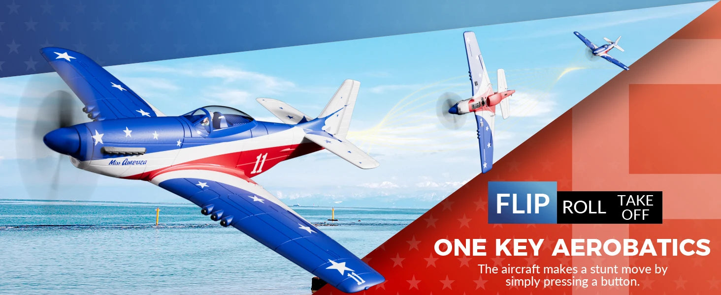 Volantex RC Plane, P51D Mustang RTF RC Airplane,One-Key Aerobatic, Stable and Safe,Suitable for Outdoor Activity and gifts