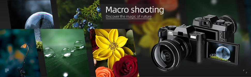 Macro Lens 4K Digital Camera Flip Screen Selfie Camcorder 48MP Youtube Vlog WIFI Webcam  Video Recorder 16X Digital Zoom