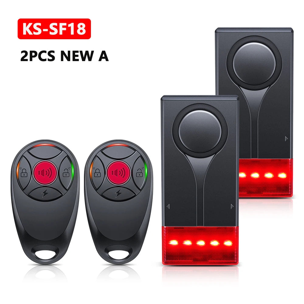 Wireless Vibration Bike Alarm With Remote Control Anti-Theft Alarm 110dB Loud Bike Door Window Alarm Home Safety System