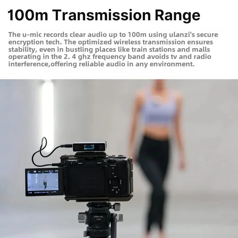 Ulanzi AM18 U-Mic 2.4G Stereo Wireless Microphone 100m Pickup 20+H Dual-Channel Recording for DSLR IOS Android PC Live Interview