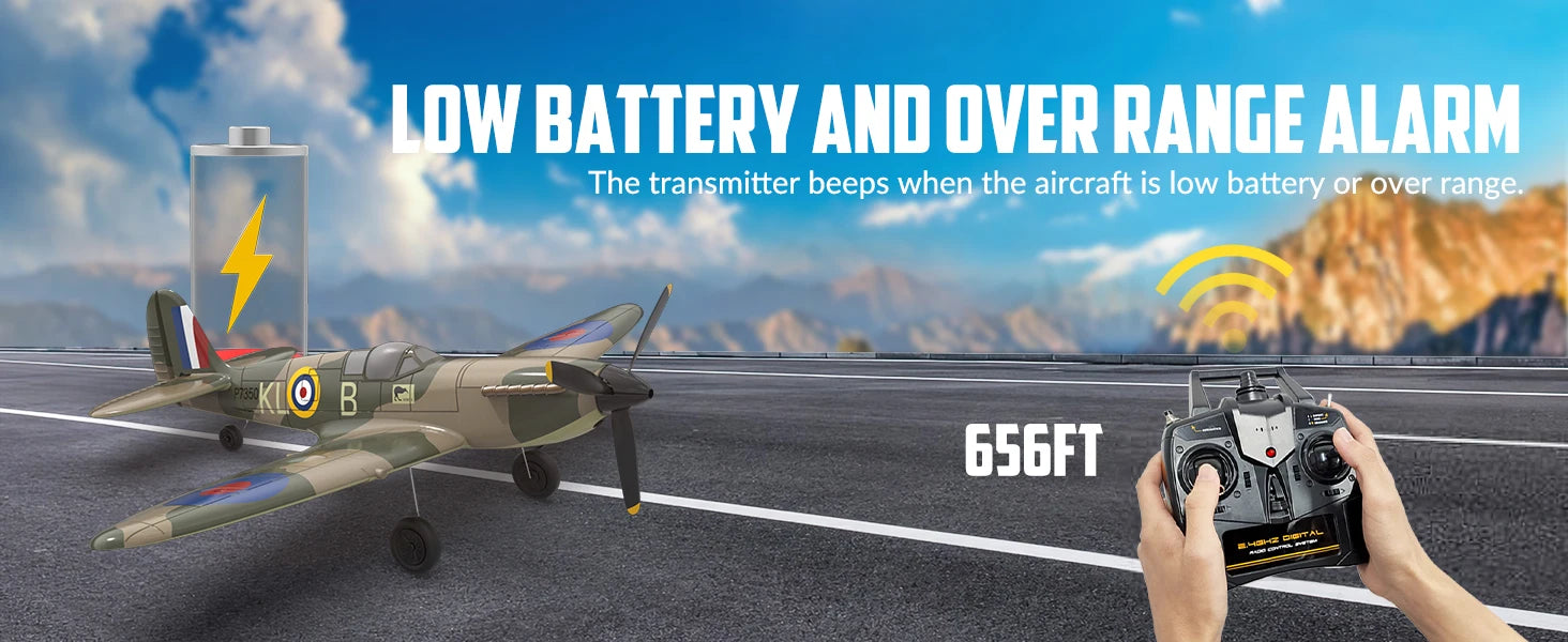 VOLANTEXRC RC Plane Spitefire 400 2.4Ghz 4CH 6-axis Stabilizer System For Beginner Remote Control Airplane 761-12 RTF