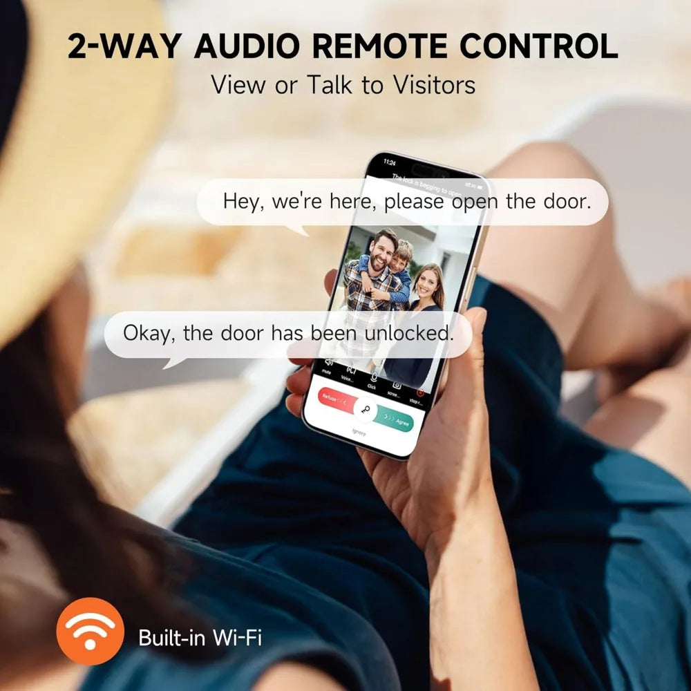 Keyless Entry Door Lock with Camera Fingerprint Smart Door Lock with App Remote Control, Wi-Fi Connected Electronic Keypad Code