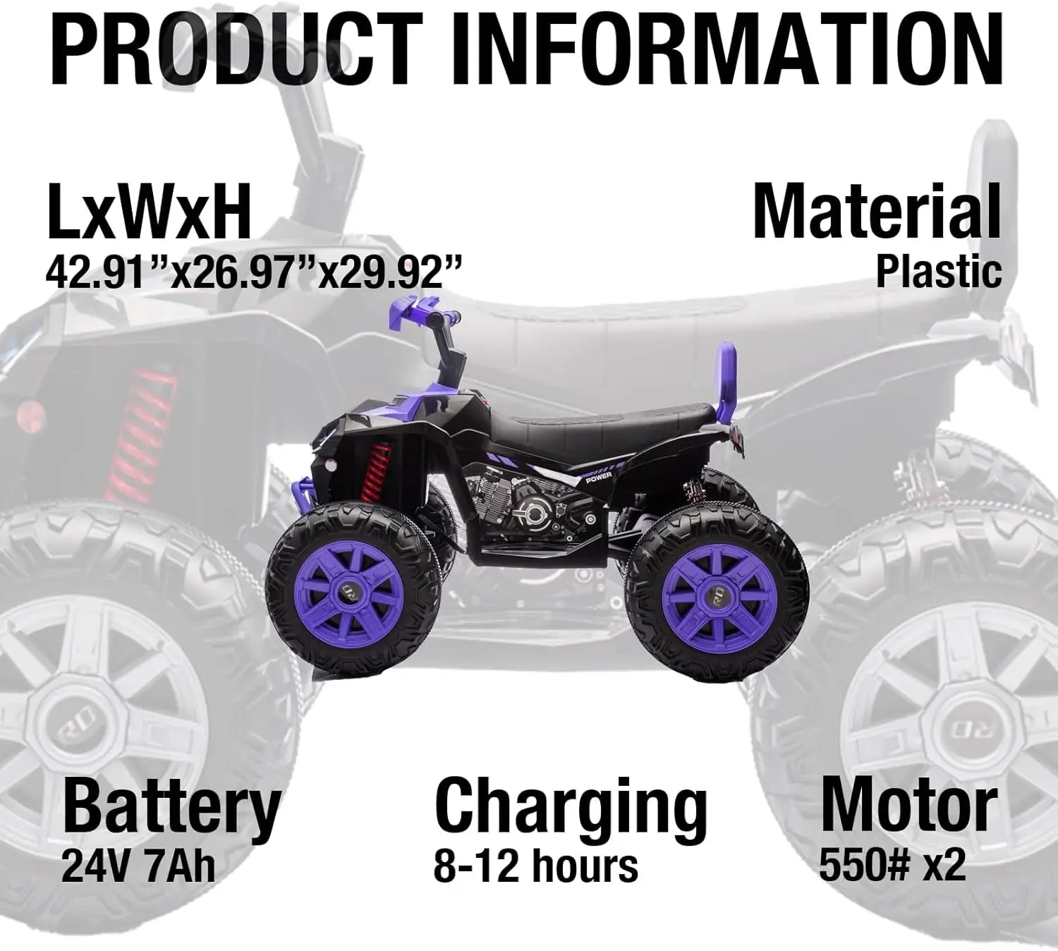 24V Kids Electric ATV 4-Wheeler 800W Dual Motor w/Parent Remote Control Bluetooth/MP3/USB Spring Suspension & Knee Pads