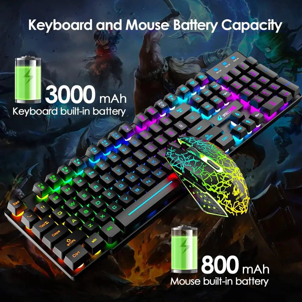 MAMBASNAKE x ZIYOU LANG T3 Wireless Gaming Keyboard and Mouse Combo Rainbow Backlight